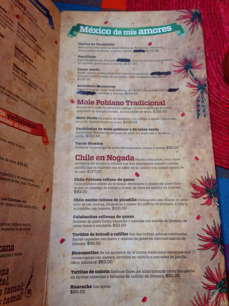 Carta Del Restaurante Los Colorines Tepoztl N Av Tepozteco