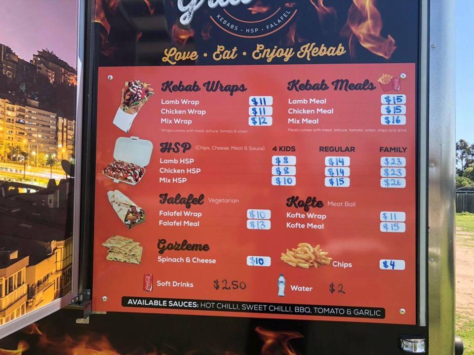 Menu at Grill Em restaurant, Stratford