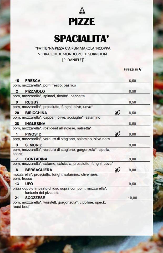 Menu di Pizzeria Ristorante Pino'S 2 