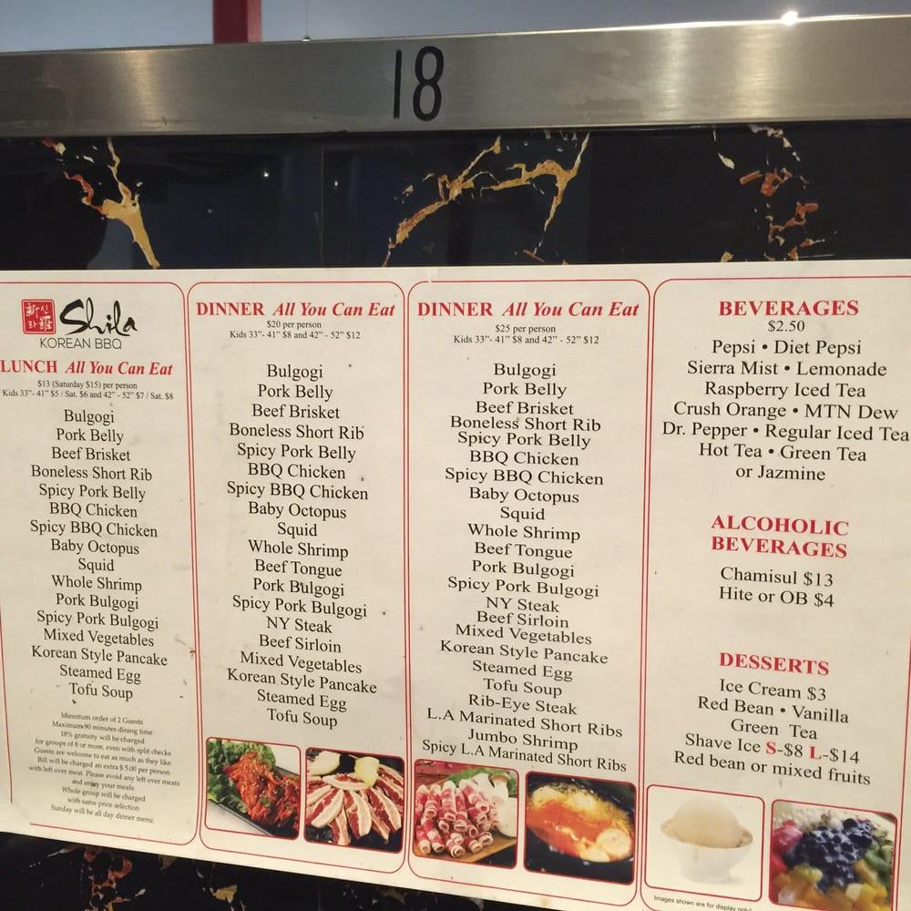 Menu at Shila Korean BBQ, Fresno, W Shaw Ave