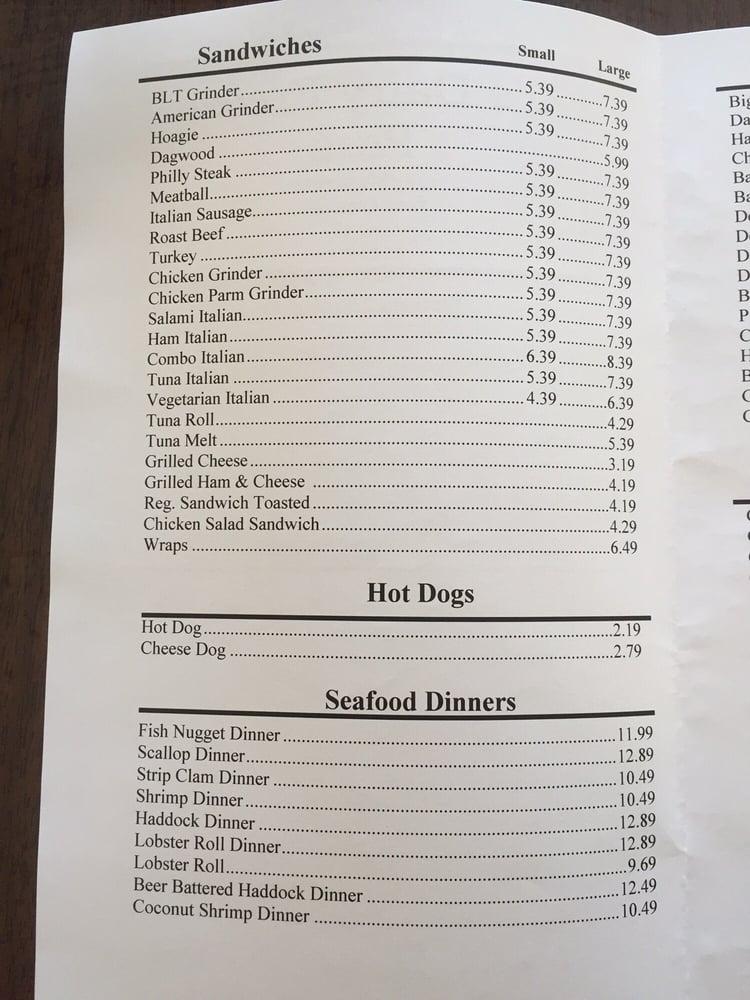 Menu at Al's Dairy Freeze pizzeria, Fort Kent