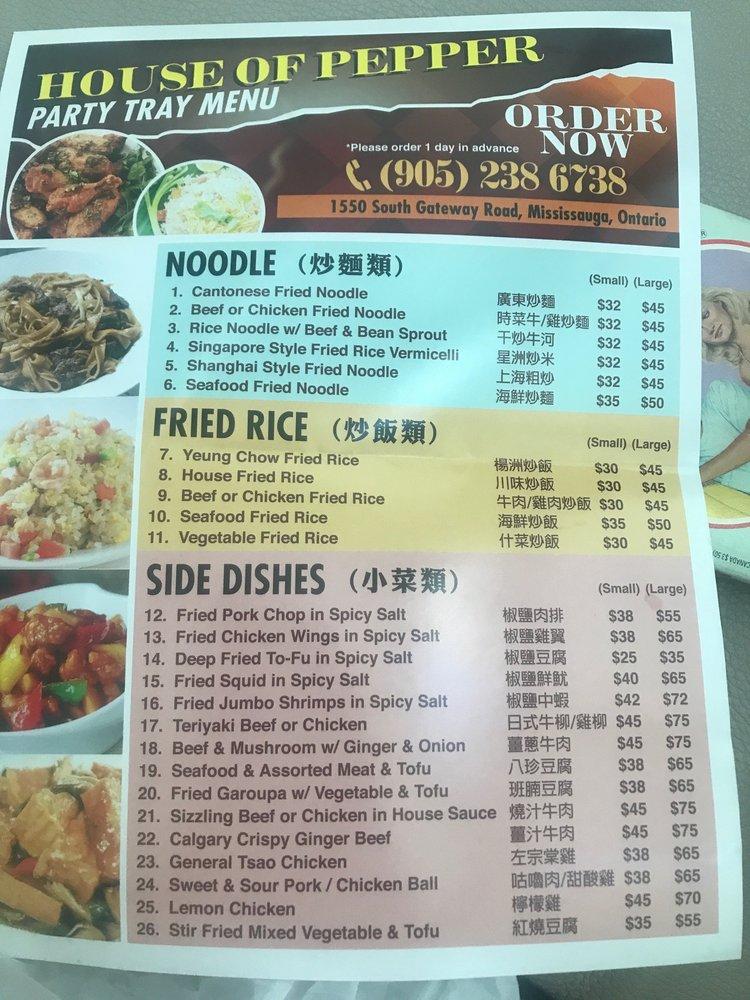 Menu at House Of Pepper restaurant, Mississauga