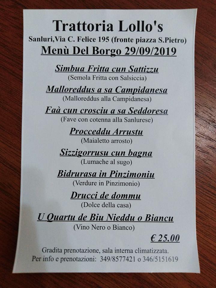Menu di Lollo's Ristorante, Pizzeria 