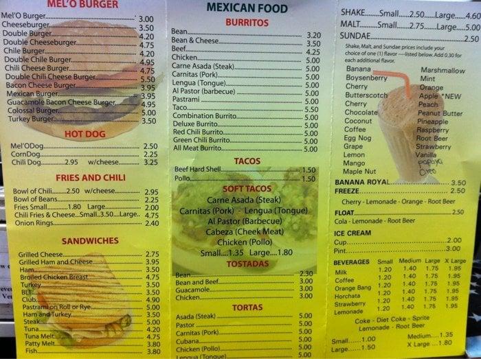 Menu at Melo Burger restaurant, Inglewood