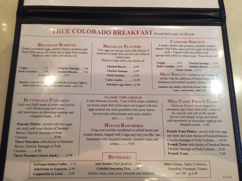 Menu at Mesa Verde Bar & Grill, Denver, 8500 Peña Blvd