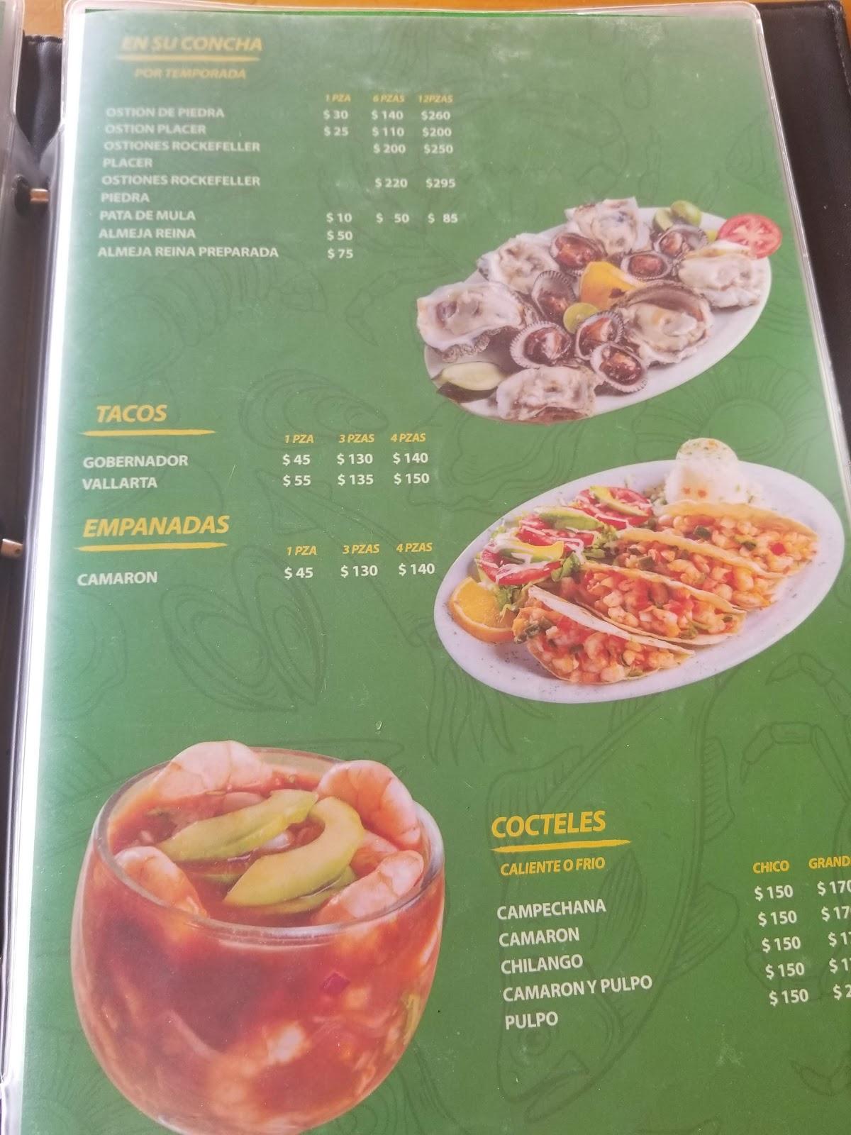 Menu at Mariscos El Memin restaurant, Guadalajara, Av Paseo de la Arboleda  1300