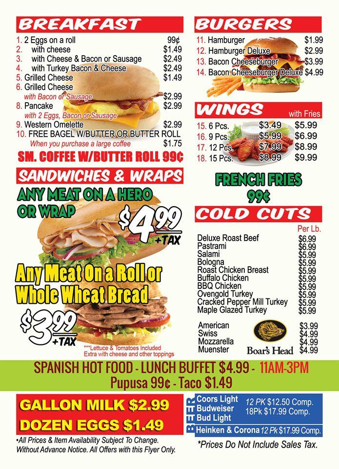 Menu at Railroad Deli & Grocery, Wyandanch
