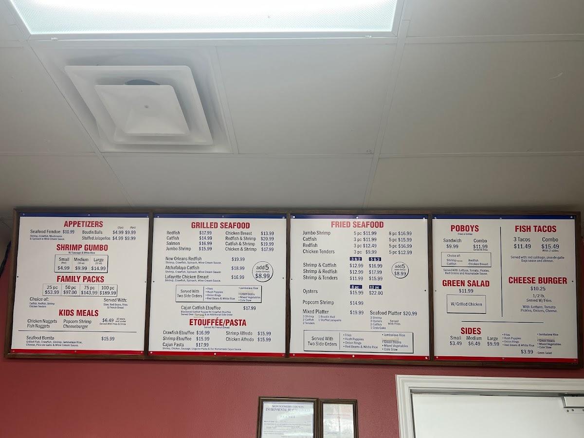 Menu at Louisiana Fish House restaurant, Magnolia