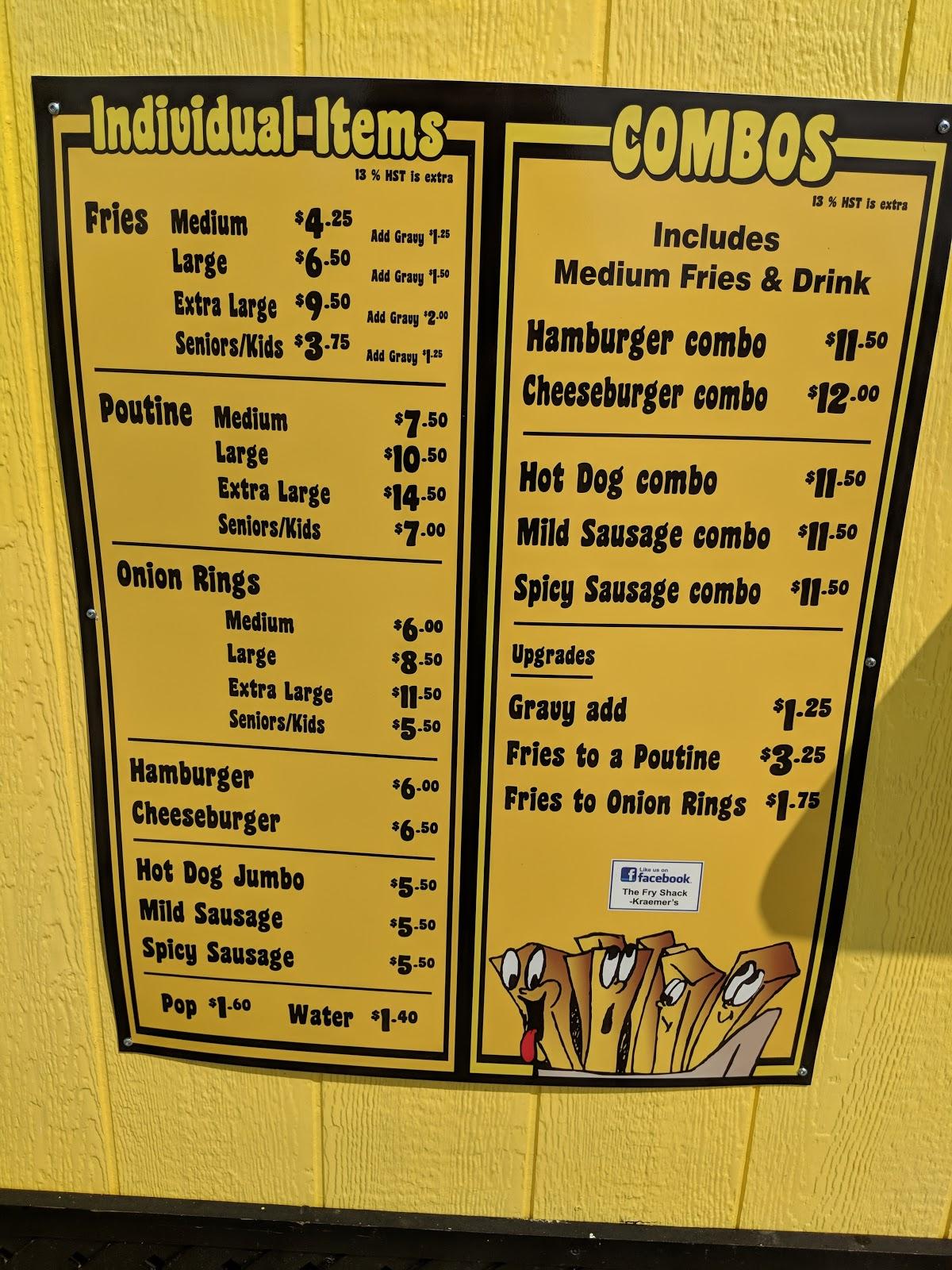 Menu at The Fry Shack Fergus BBQ, Fergus