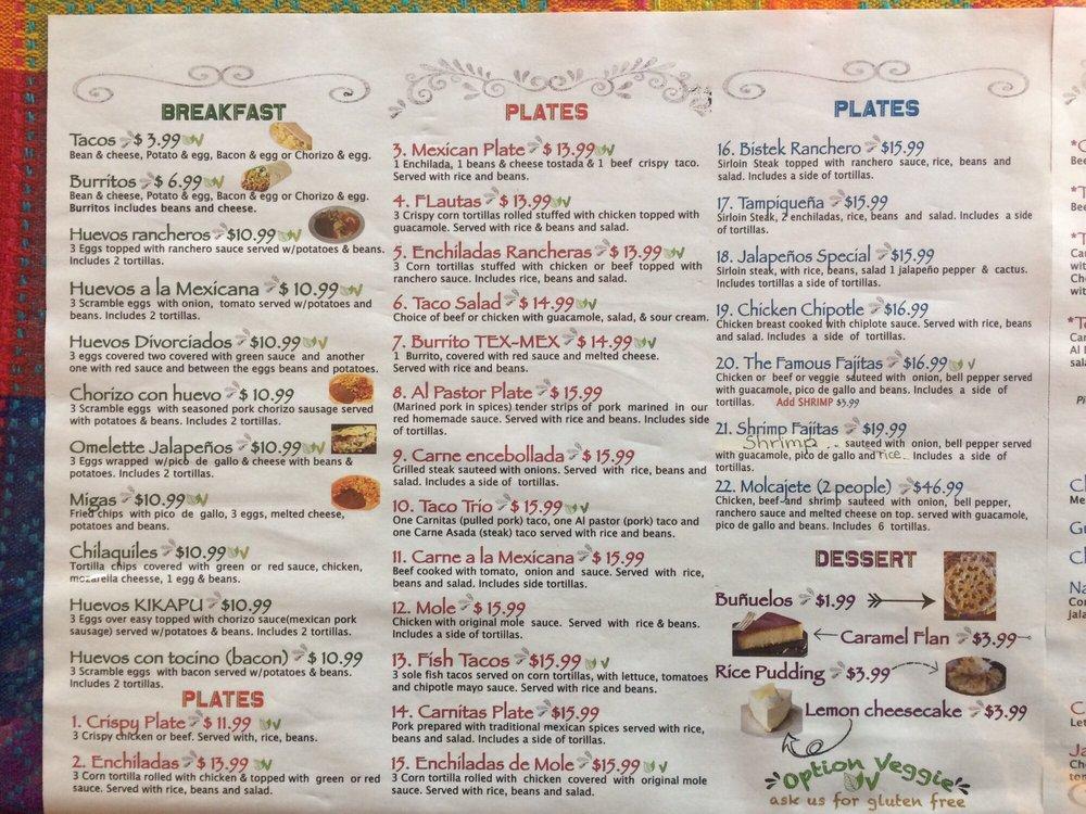 Menu at Jalapeños Mexican Food restaurant, Nanaimo