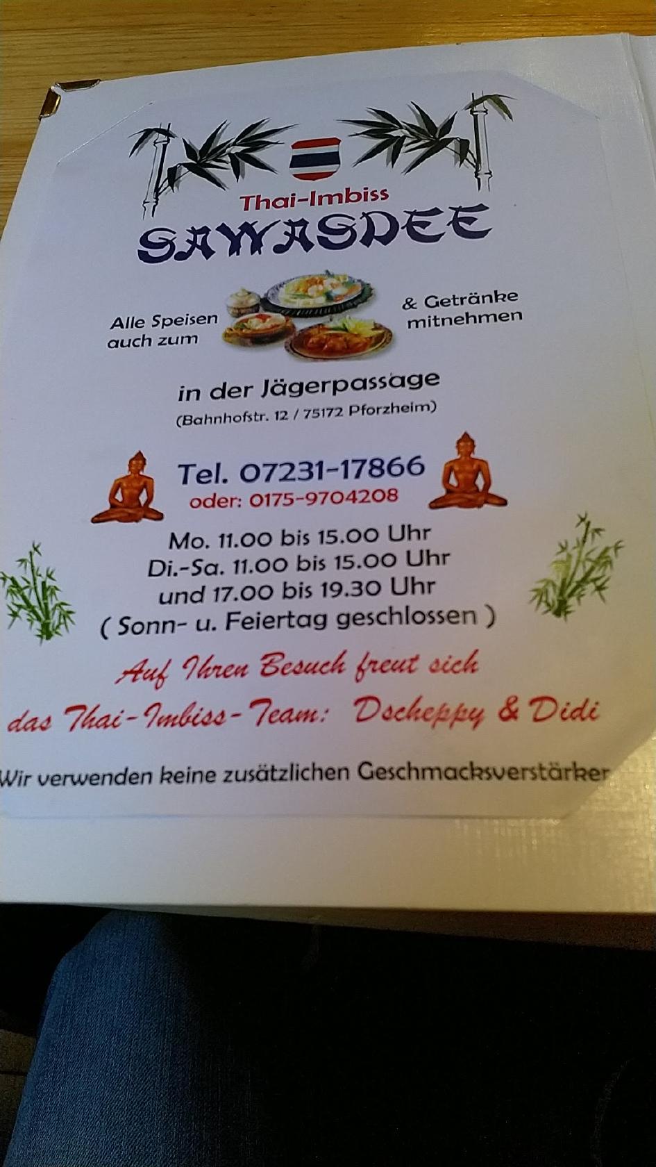 Menu Au Thai Imbiss Sawasdee Restaurant Pforzheim