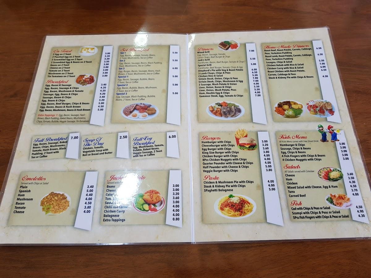 Menu at Jack's Cafe, London, 145 Rainham Rd