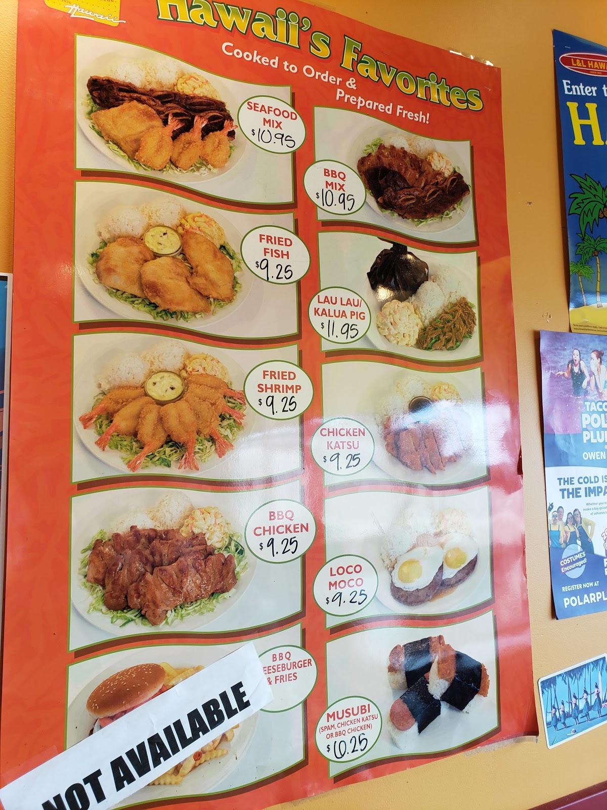 Menu At L&L Hawaiian Barbecue, Tacoma