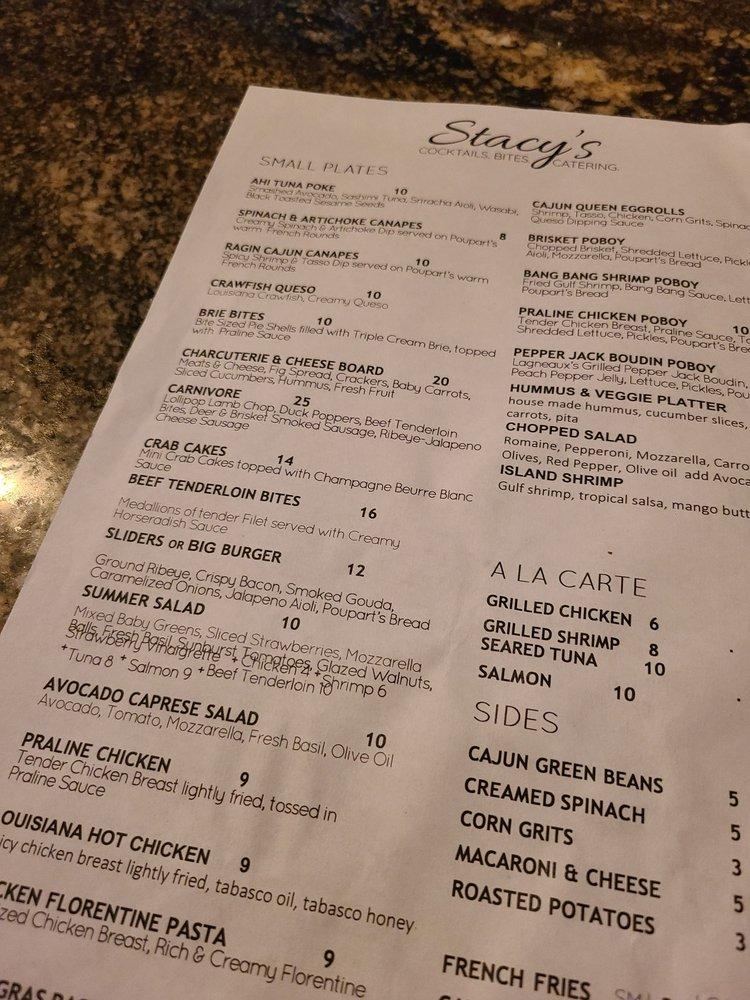 Menu at Stacy’s Cocktails, Bites, & Catering pub & bar, Lafayette