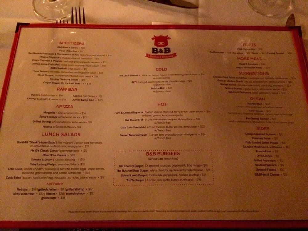 Menu At B&B Butchers & Restaurant, Houston