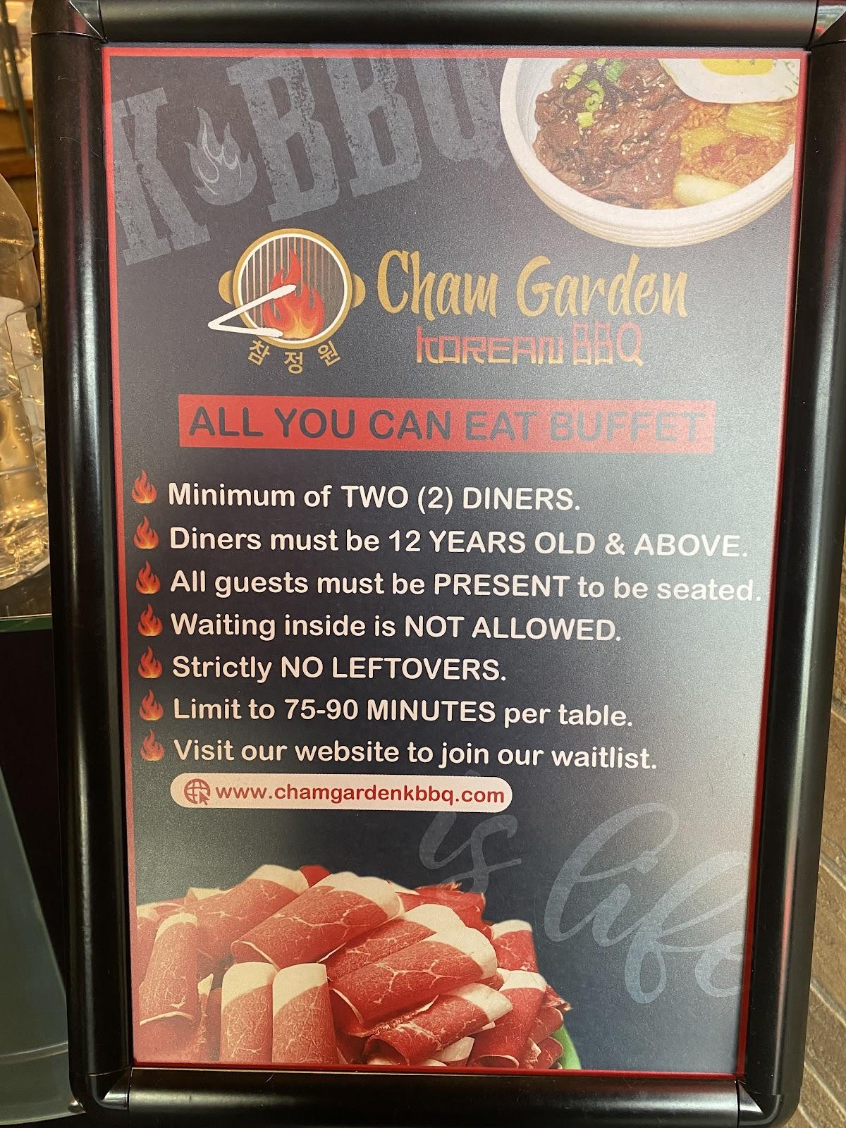 Menu at Cham Garden Korean BBQ, Lakewood