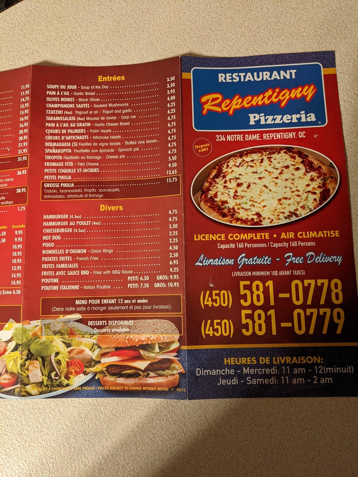 Menu au Pizza Repentigny pizzeria, Repentigny, 334 Rue NotreDame