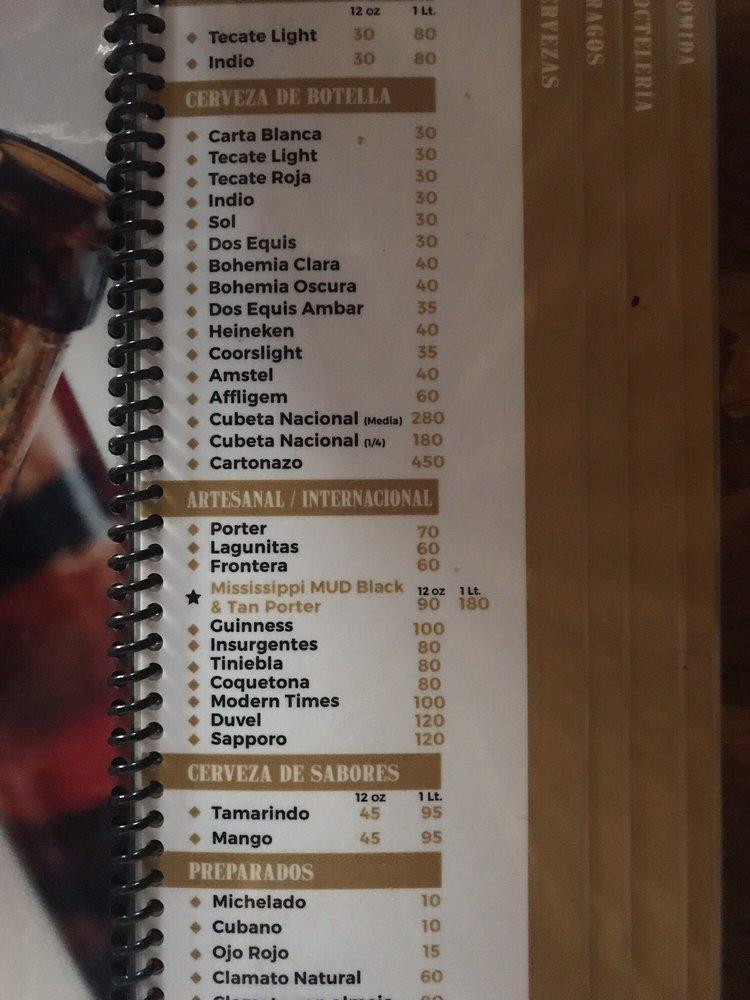 Menu at Porters Sport Bar, Tijuana, Corales 359