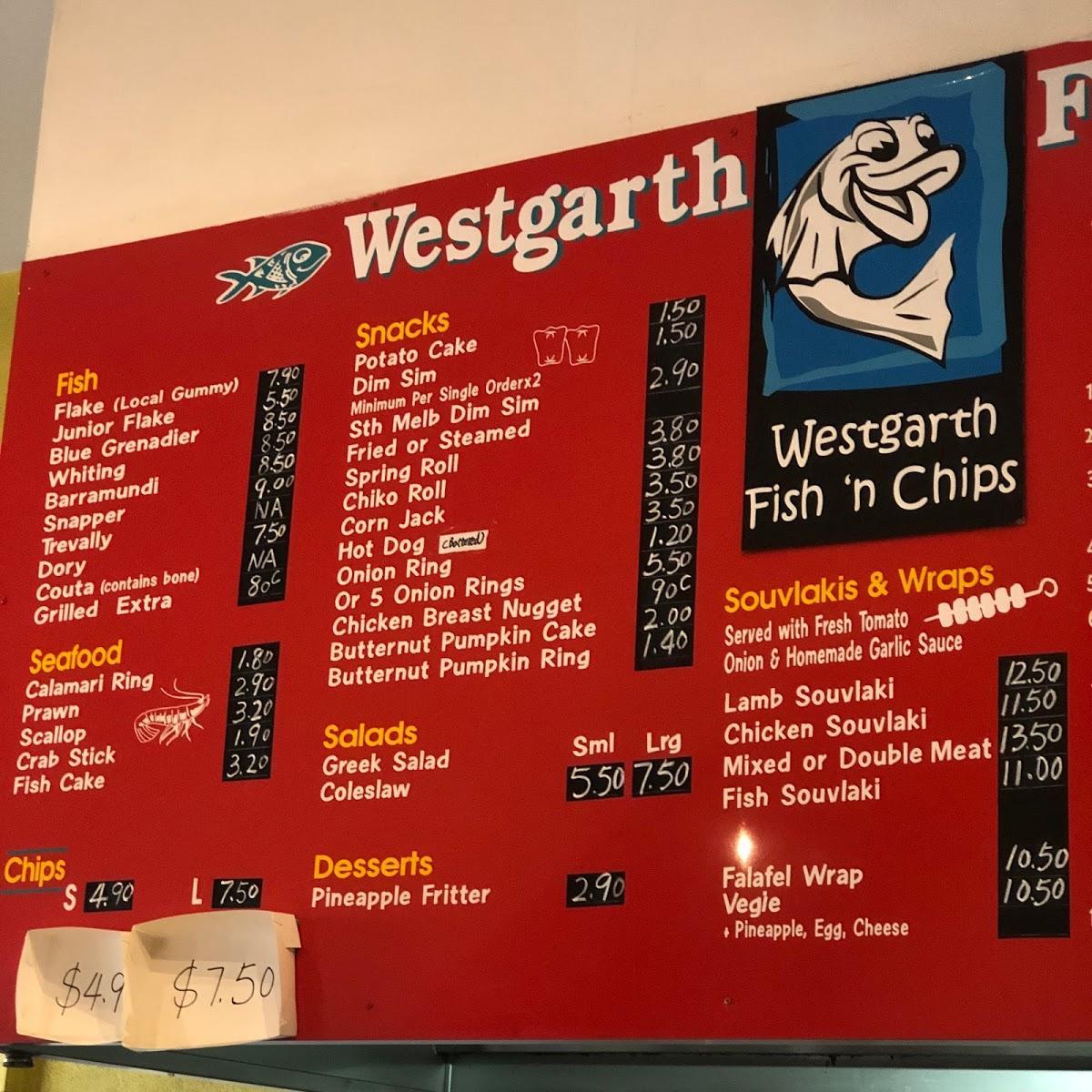 Menu at Westgarth Fish and Chips fast food, Northcote