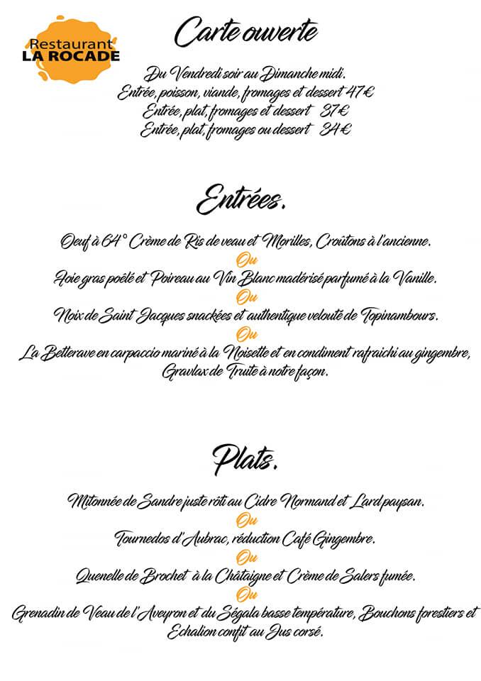 Menu de La Rocade