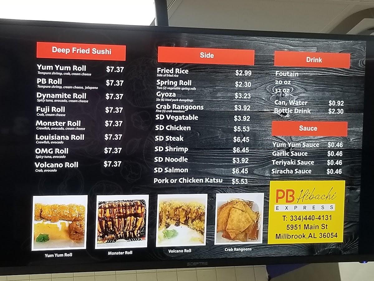 Menu at Millbrook Hibachi Express restaurant, Millbrook