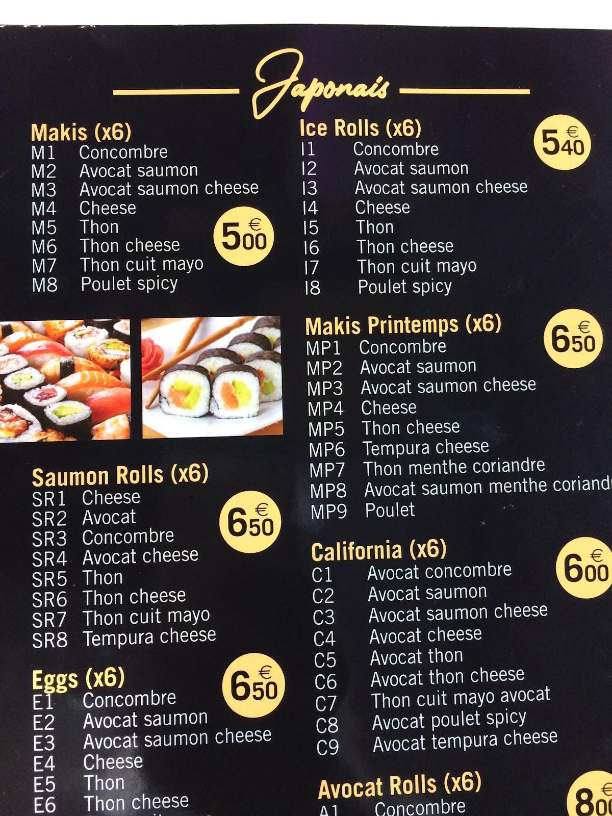 Menu de BANH THAI