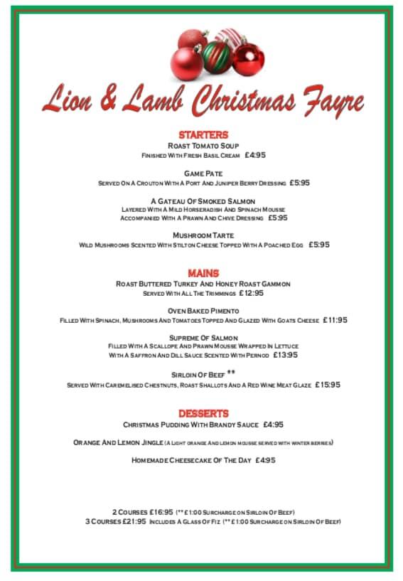 Menu at Lion & Lamb Northumberland pub & bar, Prudhoe, Lion and Lamb ...