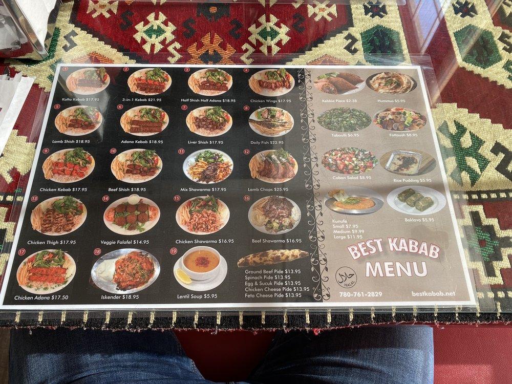 Menu at Best Kabab restaurant, Edmonton, St Albert Trail NW