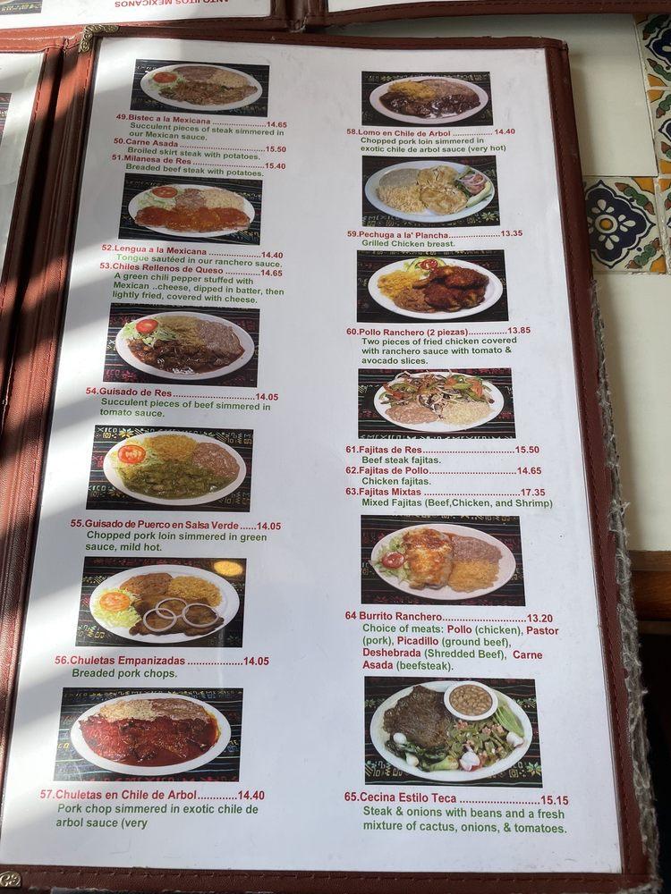 Menu at Tecalitlan Restaurant, Aurora