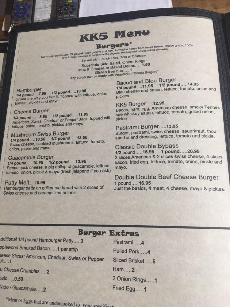 Menu at KK5 Kamp Kitchen restaurant, Amboy