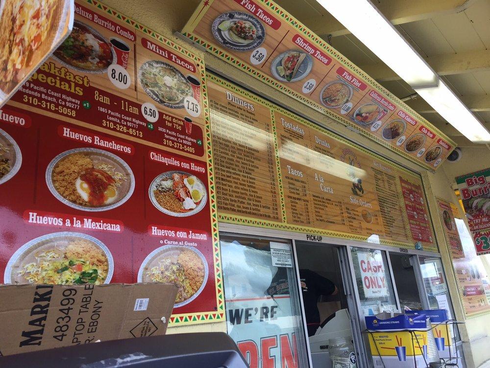 Menu at El Burrito Jr restaurant, Redondo Beach