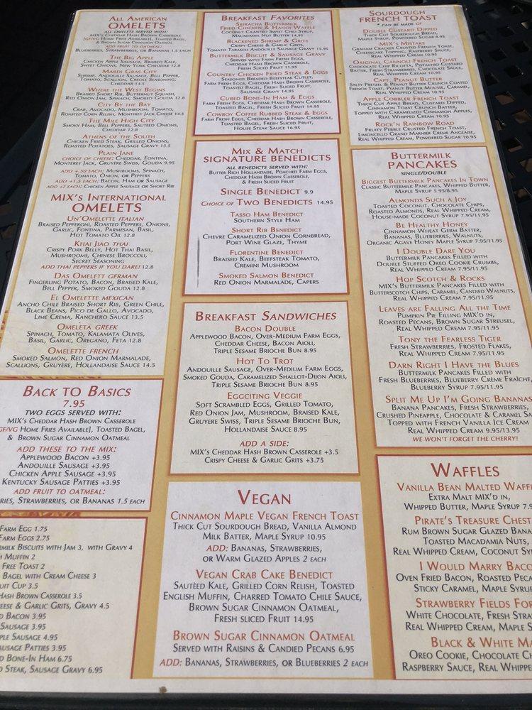 Menu at MIX pub & bar, Ithaca