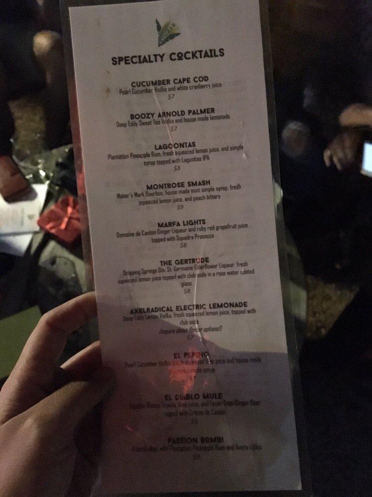 Carta del pub y bar Axelrad Beer Garden, Houston