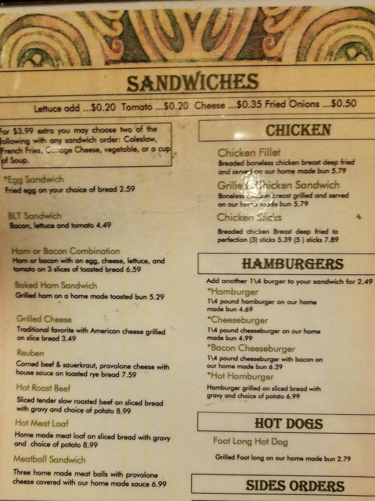Menu at Hills Restaurant, New Eagle, 107 Main St