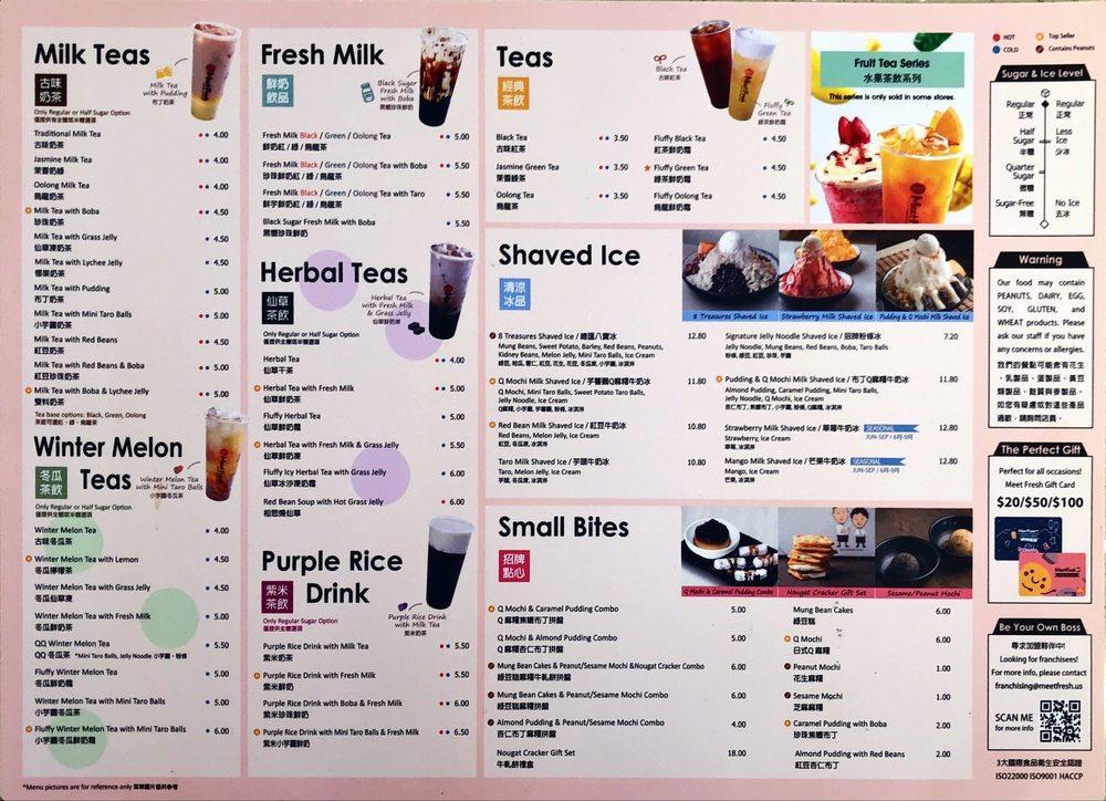 Menu at Meet Fresh desserts, Chino Hills