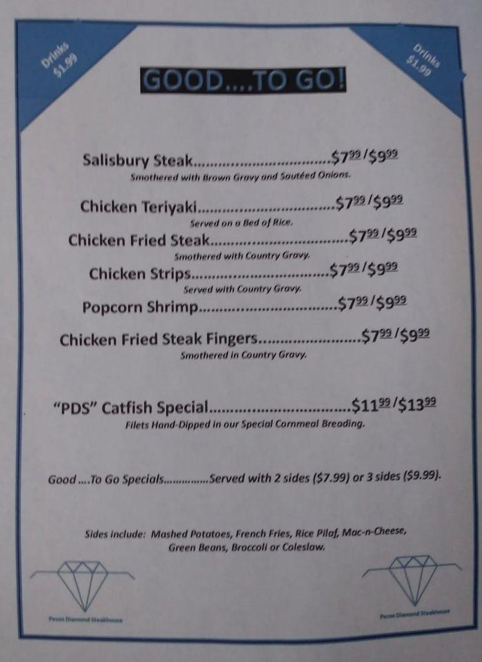 Menu at Pecos Diamond Steakhouse, Artesia