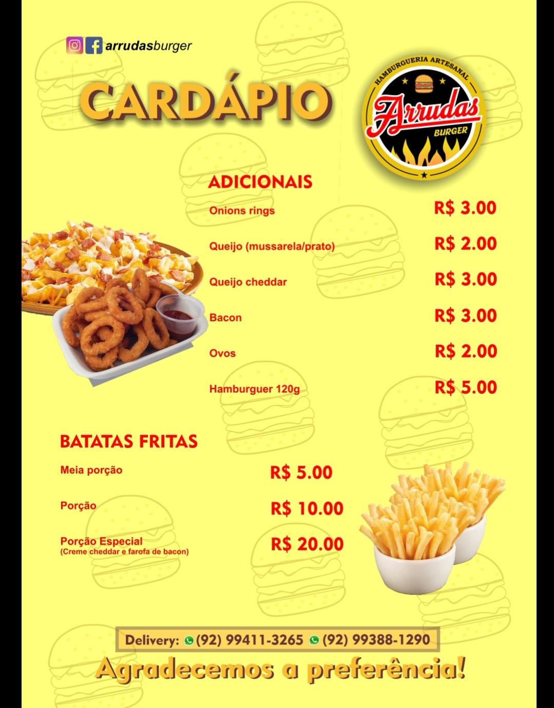 Menu At Arrudas Burger Restaurant Manaus