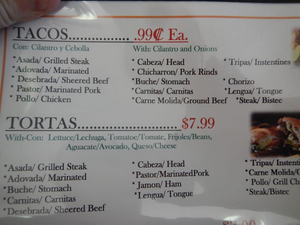 Menu at El Rey Del Taco restaurant, Fort Lupton