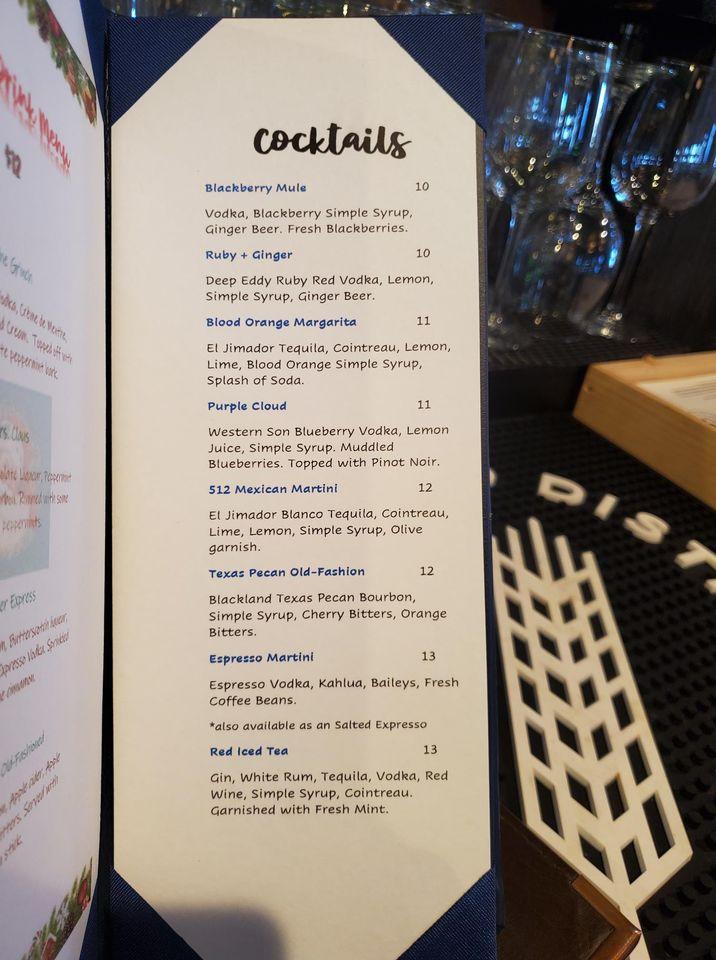 Menu at Winslow's Wine Cafe, Fort Worth