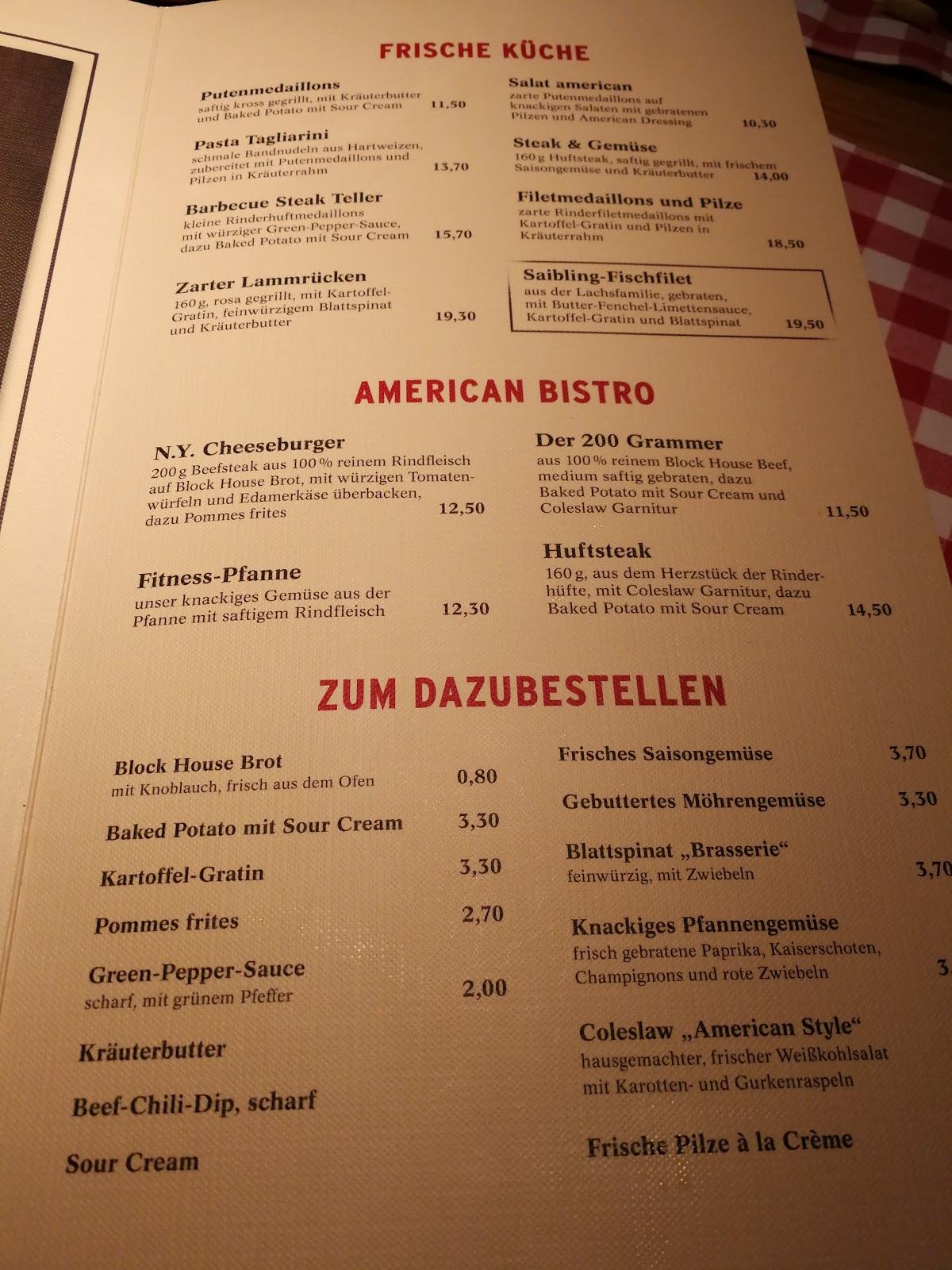 Speisekarte von BLOCK HOUSE Kiel steakhaus, Kiel