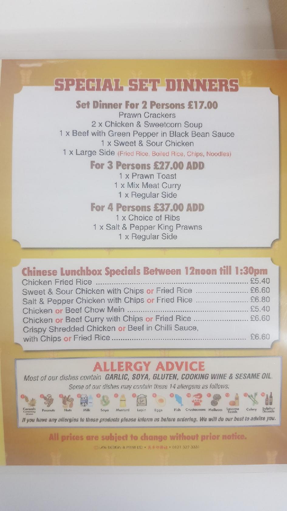 Menu at The Golden Gate restaurant, Cheadle, 26 Church Rd