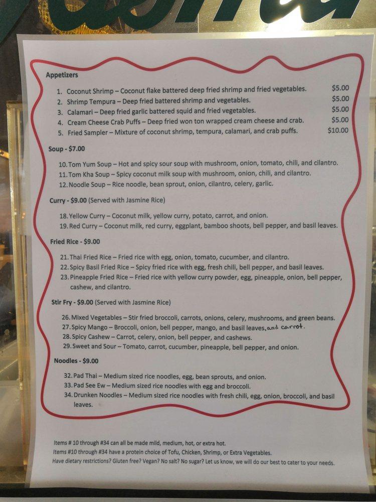 Menu at Jasmine Flower Thai Kitchen restaurant, Salem