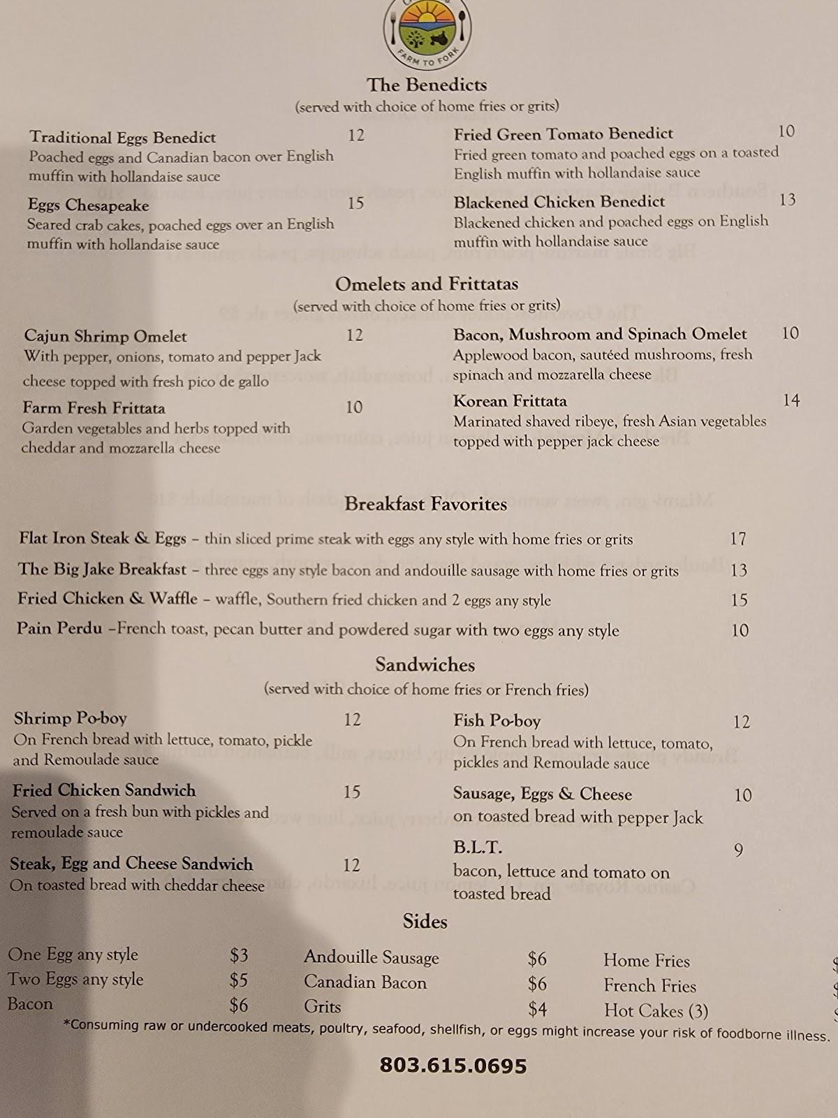 Menu at Christines Farm to Fork restaurant, Edgefield