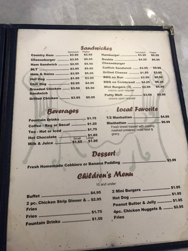 Menu at Watermill Restaurant, Cave City