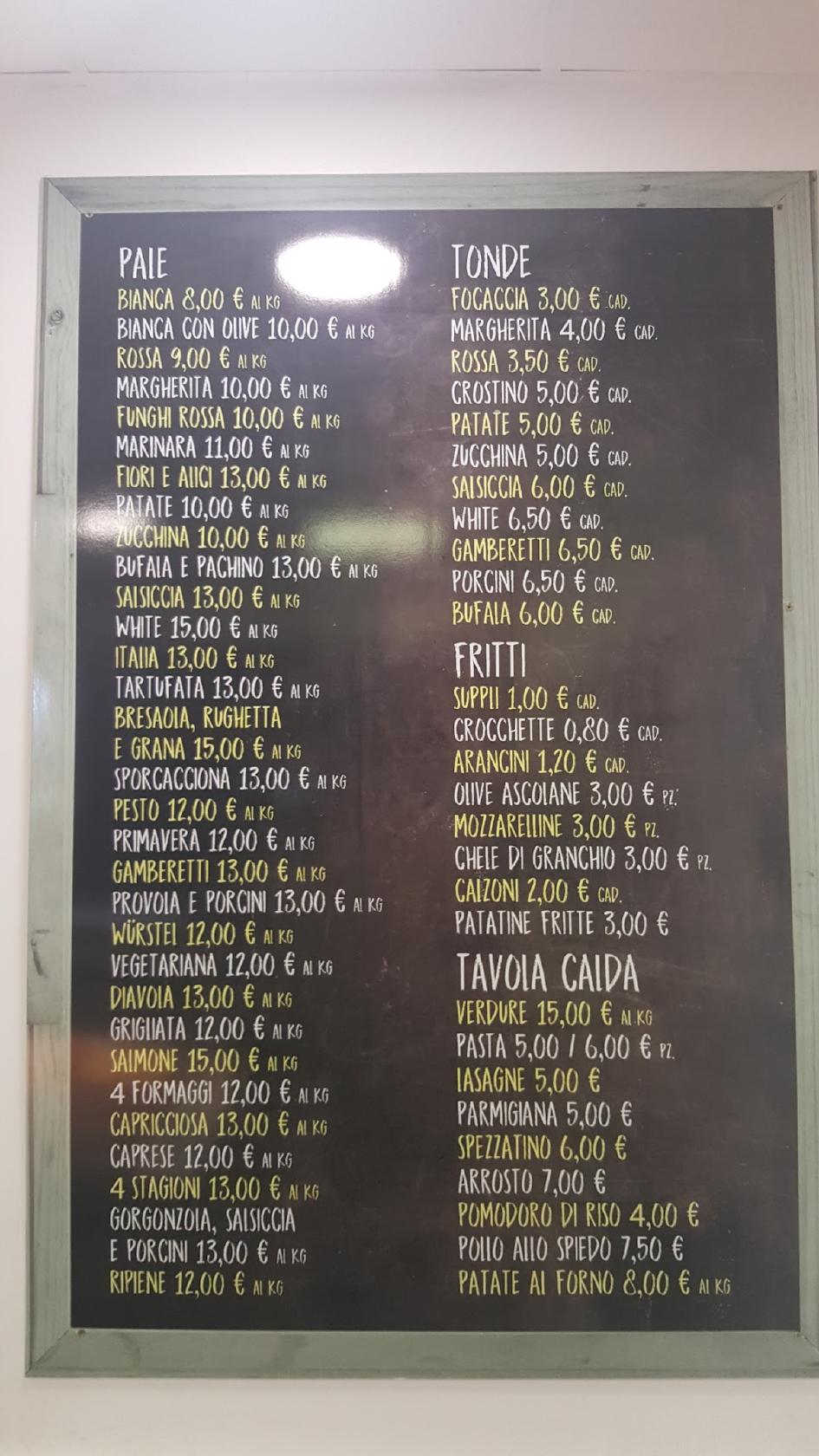 Menu di White Pizza 