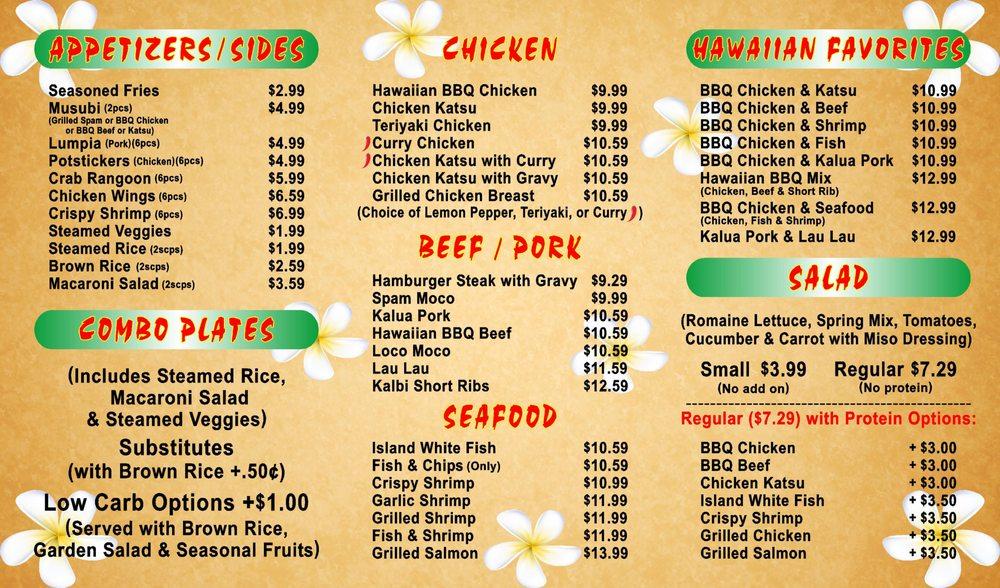 Menu at Hawaiian BBQ Express Vacaville, Vacaville