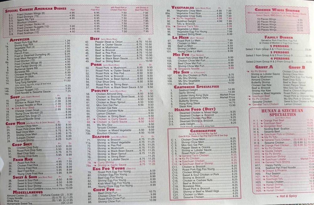 Menu at New Tung Tung Restaurant, Temple Terrace