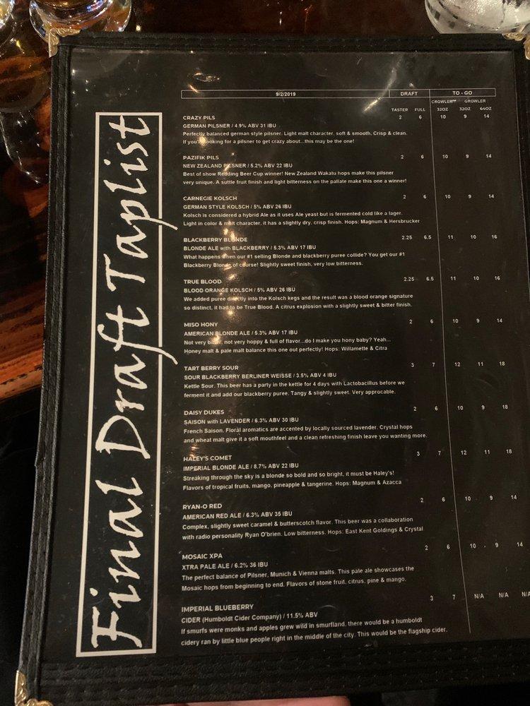 Menu at Final Draft Brewing Company pub & bar, Redding