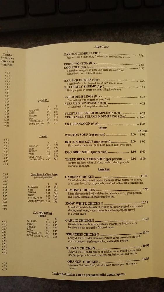 Menu at Ko’s Garden restaurant, Swanton