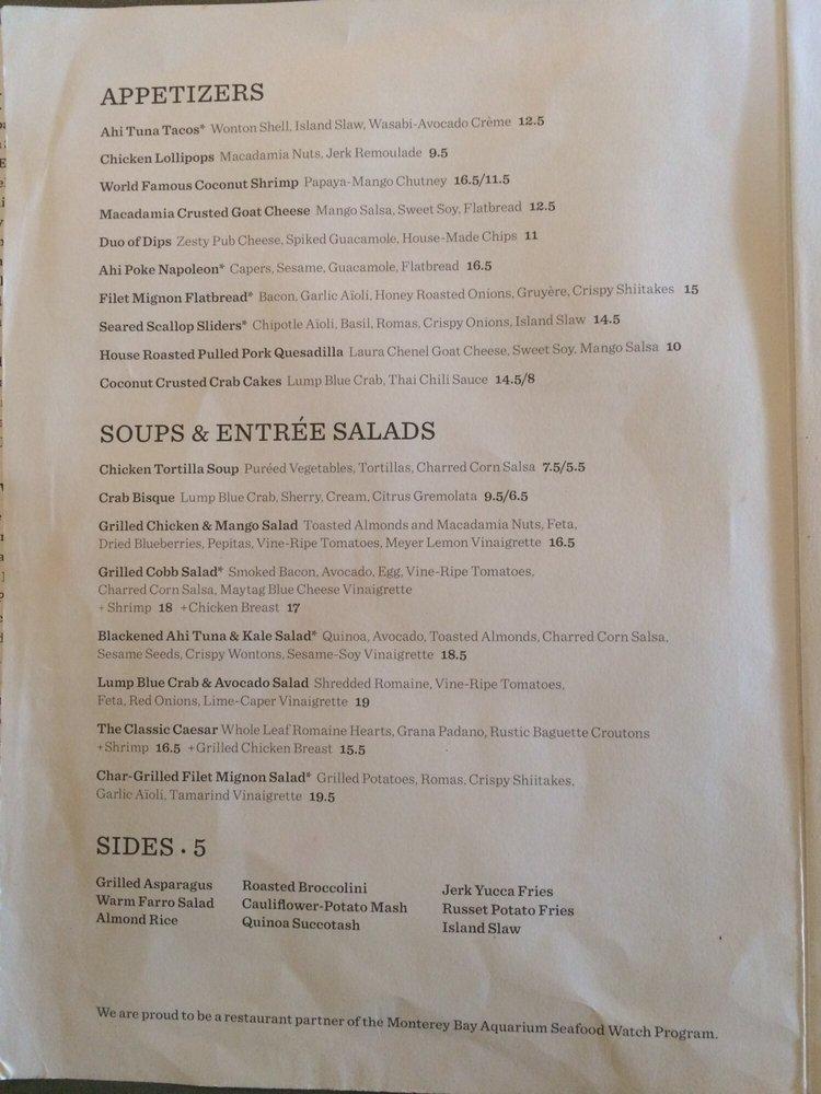 Menu At Tommy Bahama Restaurant Bar And Store Sarasota